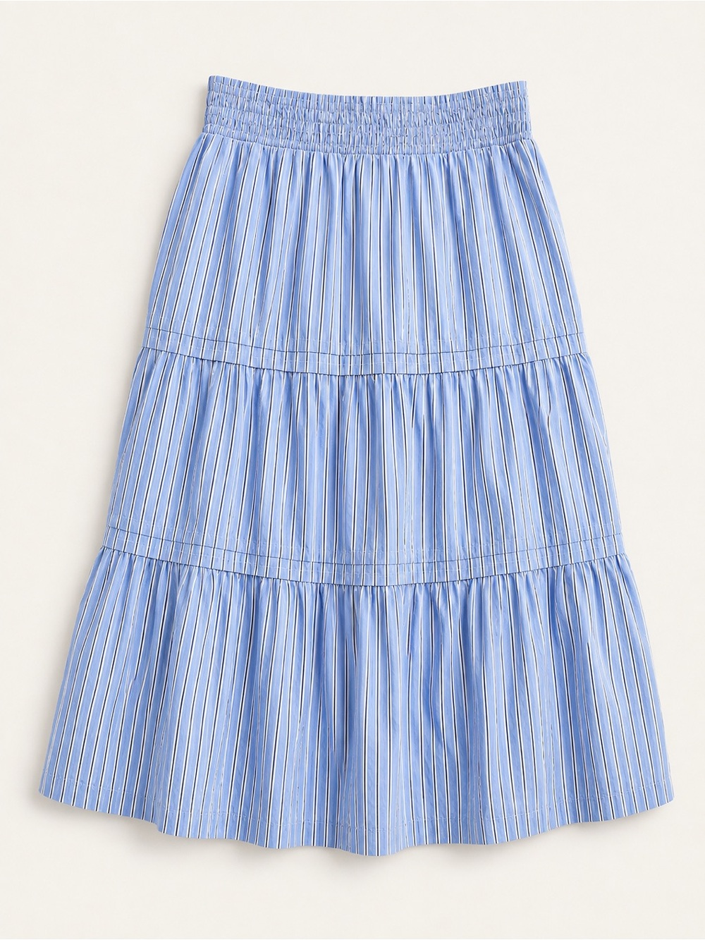 Quince 100% Organic Cotton Poplin Tiered Maxi Skirt Tribeca Stripe SIZE XL NWT - Picture 9 of 9